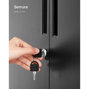 Armadio da ufficio multiuso armadio da ufficio con serratura a 2 ante unità di stoccaggio in acciaio per ufficio soggiorno nero 12_0004829