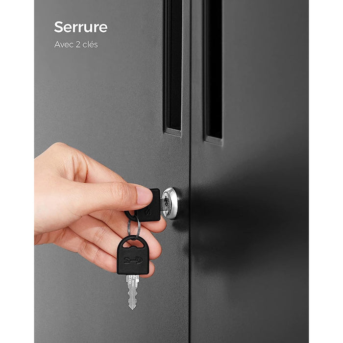 Armadio da ufficio multiuso armadio da ufficio con serratura a 2 ante unità di stoccaggio in acciaio per ufficio soggiorno nero 12_0004829