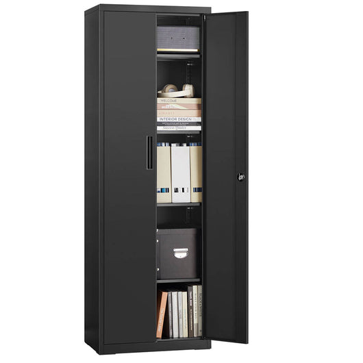 Armadio di stoccaggio in acciaio a 5 ripiani armadio per ufficio doppia anta unità di stoccaggio per garage resistente ufficio grigio 12_0003987