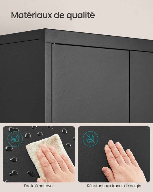 Armadio di stoccaggio in acciaio a 5 ripiani armadio per ufficio doppia anta unità di stoccaggio per garage resistente ufficio grigio 12_0003987