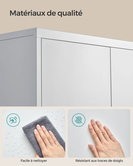 Armadio di stoccaggio in acciaio a 5 ripiani armadio per ufficio doppia anta unità di stoccaggio per garage resistente ufficio grigio 12_0003985