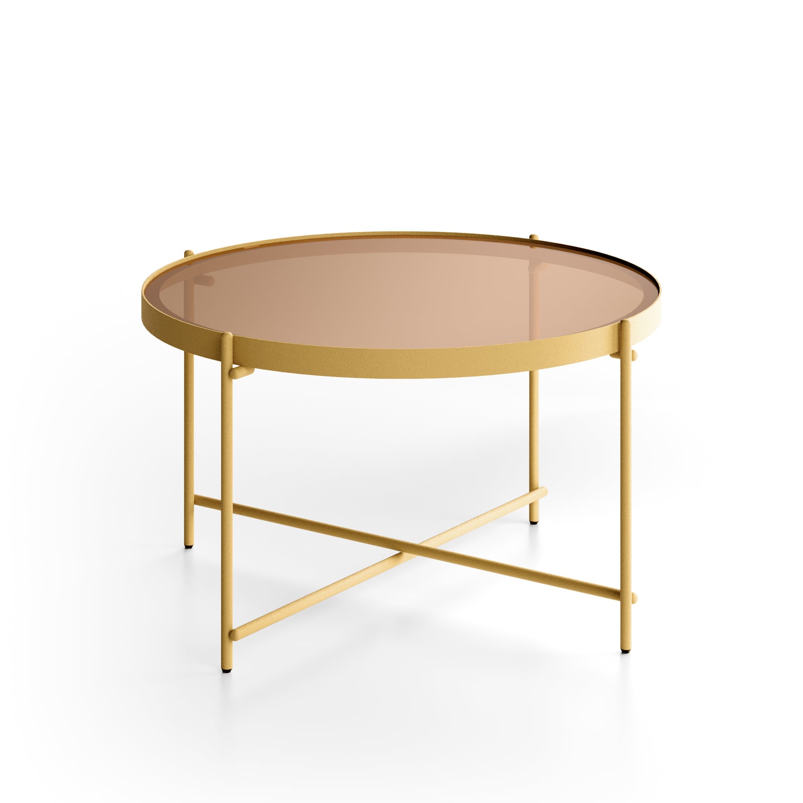 Marissa - Tavolino (70 x 70 x 40h) in vetro temperato ottone