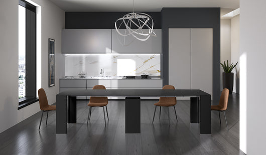 Pinocchio - Consolle allungabile (42,5/302,5 x 90 cm) in MDF laccato nero