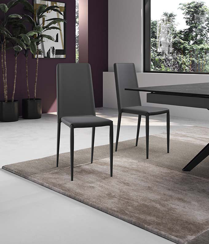 Cleo - Sedia in ecopelle grigio scuro 4 pz