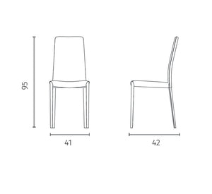 Sedia in similcuoio grigio scuro  struttura in metallo rivestito  41x42xh.95 cm 4 pz