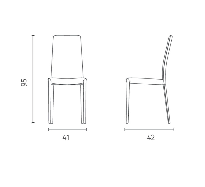 Sedia in similcuoio grigio scuro  struttura in metallo rivestito  41x42xh.95 cm 4 pz
