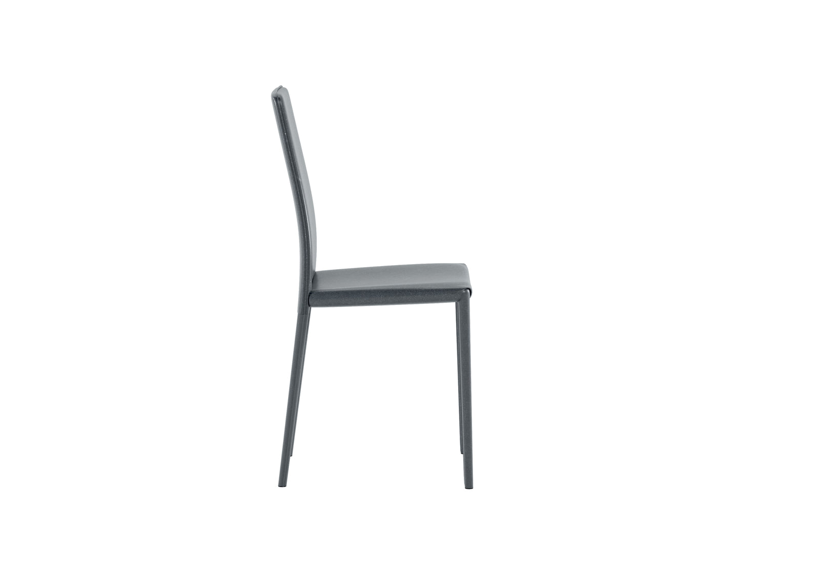 Sedia in similcuoio grigio scuro  struttura in metallo rivestito  41x42xh.95 cm 4 pz