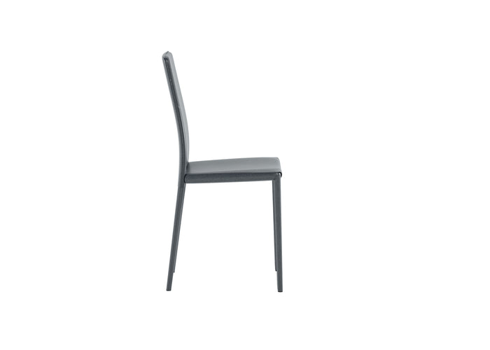 Sedia in similcuoio grigio scuro  struttura in metallo rivestito  41x42xh.95 cm 4 pz