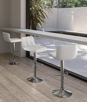 Kurt - Sgabello in ecopelle bianca - Set da 2 pz