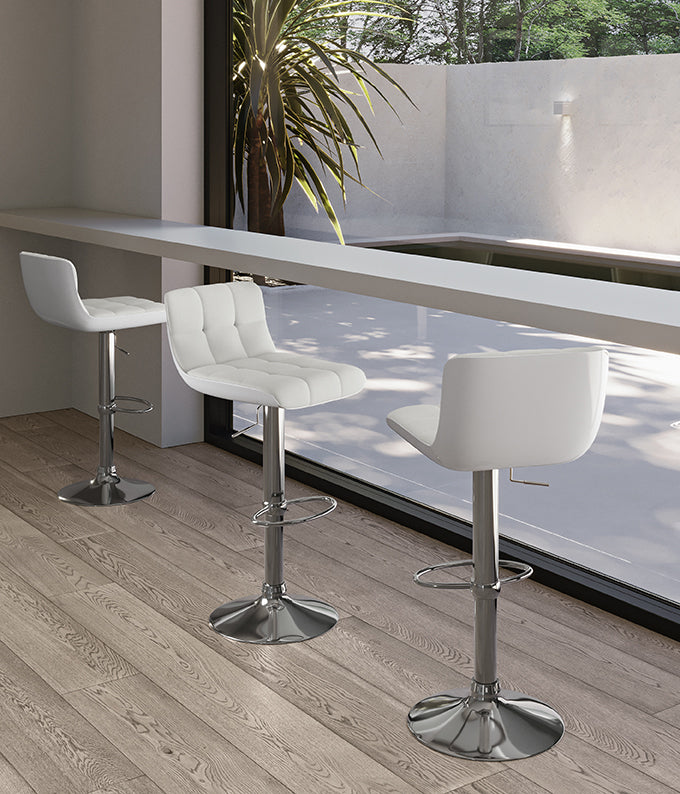 Kurt - Sgabello in ecopelle bianca - Set da 2 pz