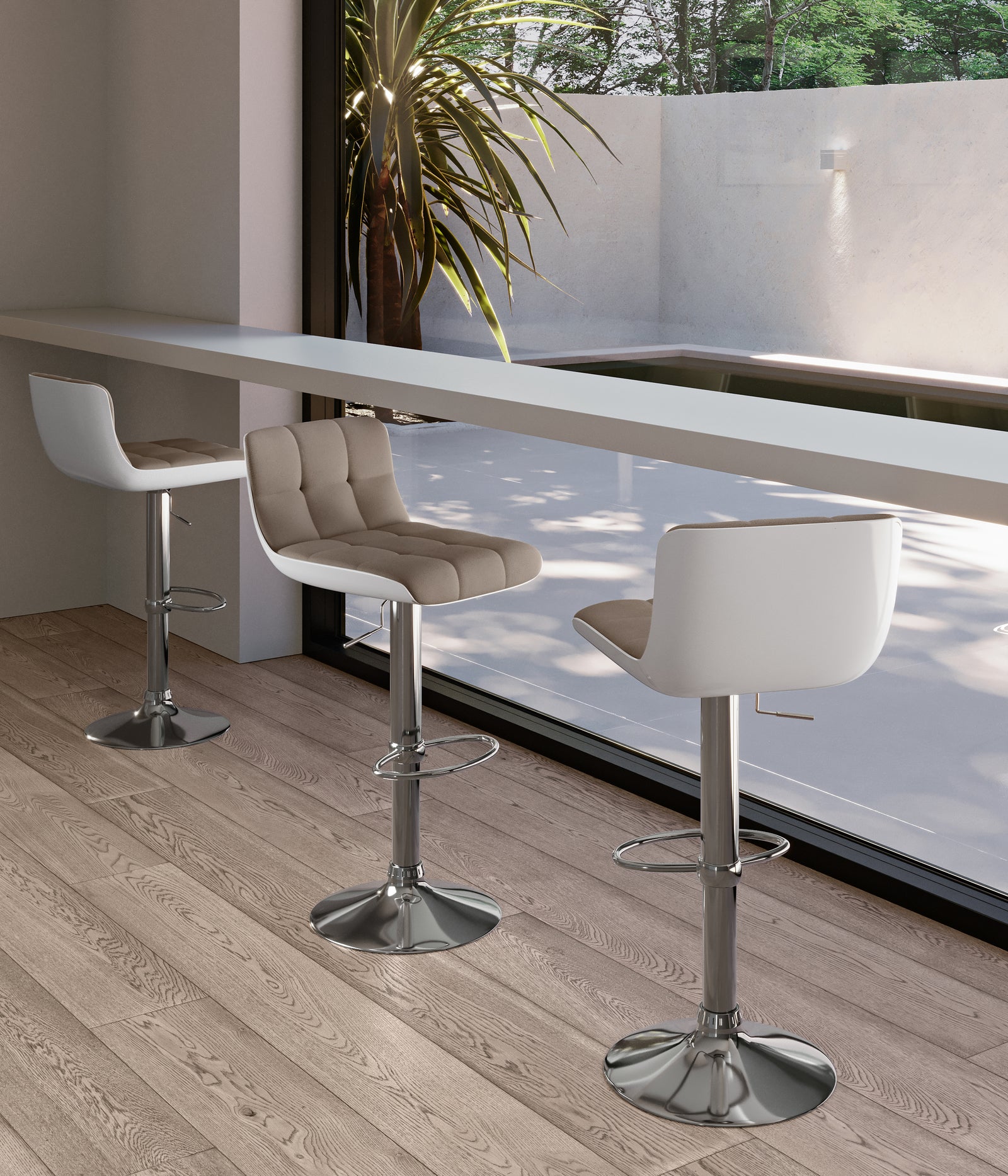 Kurt - Sgabello in ecopelle grigia - Set da 2 pz