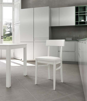 Monaco - Sedia in legno laccato e similpelle bianca 2 pz