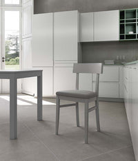 Monaco - Sedia in legno laccato in similpelle grigia 2 pz