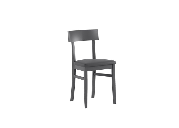 Sedia in legno laccato grigio scuro con seduta in similpelle 44x45xh. 82 cm 2 pz