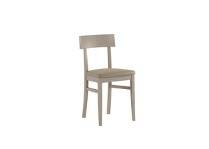 Monaco - Sedia in ecopelle legno laccato tortora 2 pz