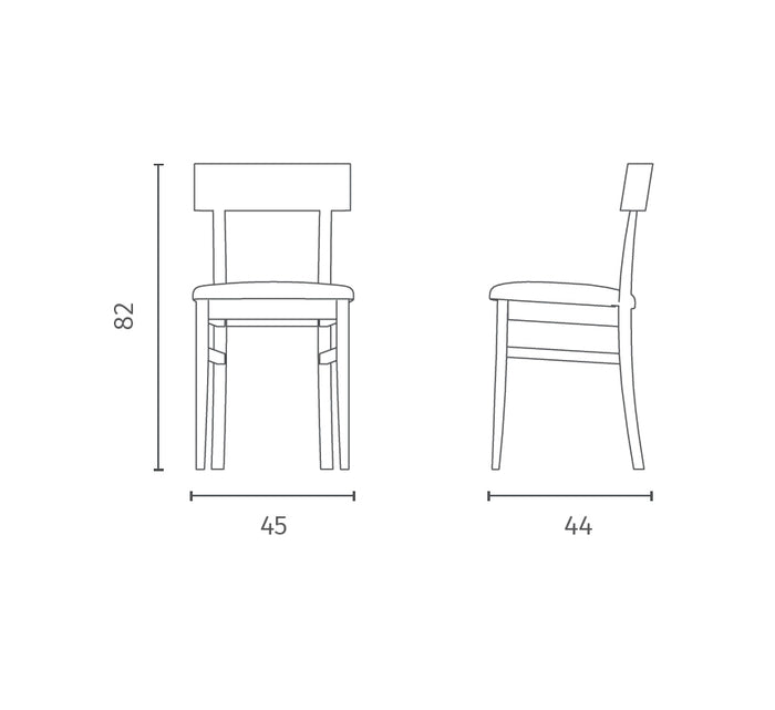 Sedia in legno laccato grigio scuro con seduta in similpelle 44x45xh. 82 cm 2 pz