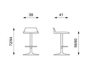 Fred - Sgabello in polipropilene nero - Set da 2 pz