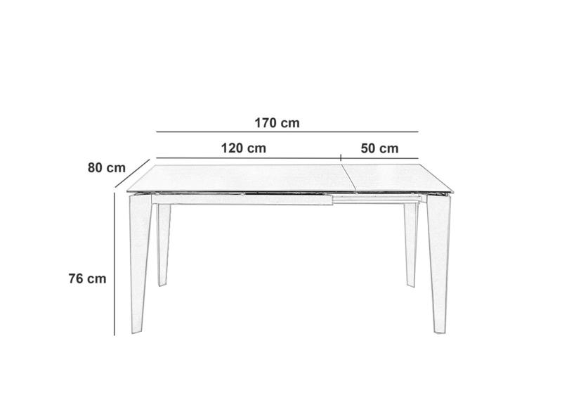Tavolo Allungabile da 120cm a 170cm moderno Top in Ceramica su Vetro Temperato Marmo Antracite