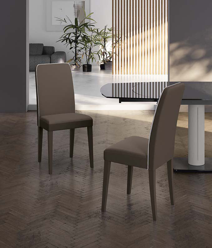 Anita - Sedia in ecopelle beige 2 pz