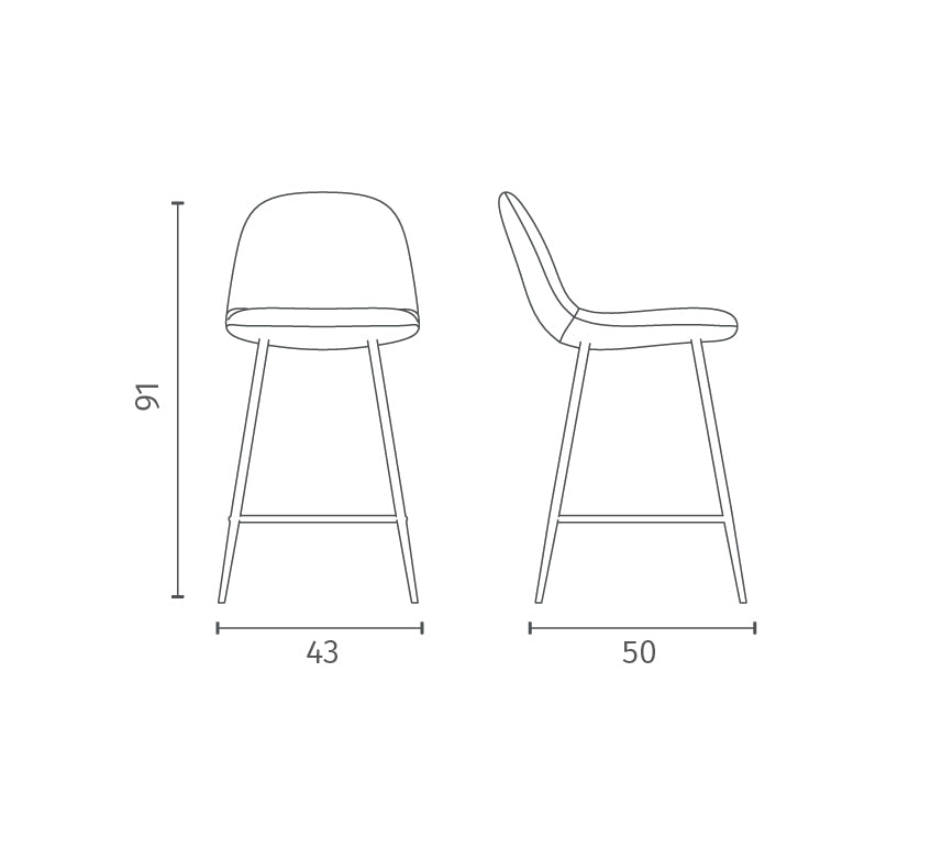 Brigitte - Sgabello in similpelle marrone - Set da 2 pz