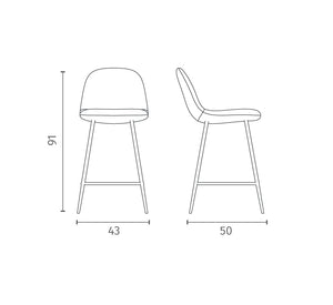 Brigitte - Sgabello in similpelle marrone - Set da 2 pz