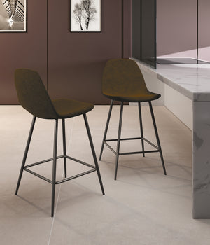 Brigitte - Sgabello in similpelle marrone - Set da 2 pz