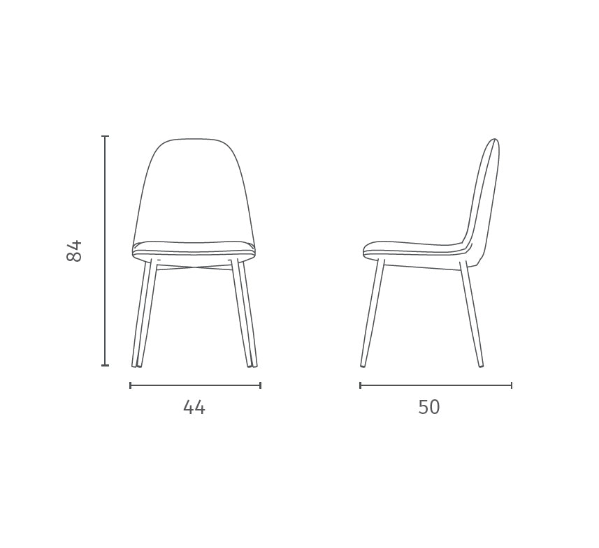Sedia in similpelle 44cm x 50cm H. 84cm 4 pz