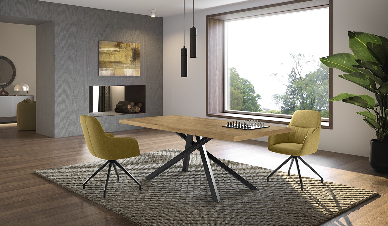 Spike - Tavolo Allungabile (200/300 x 100 cm) in Impiallacciato Rovere Nero