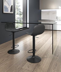 Teo - Sgabello in microfibra grigio scuro - Set da 2 pz