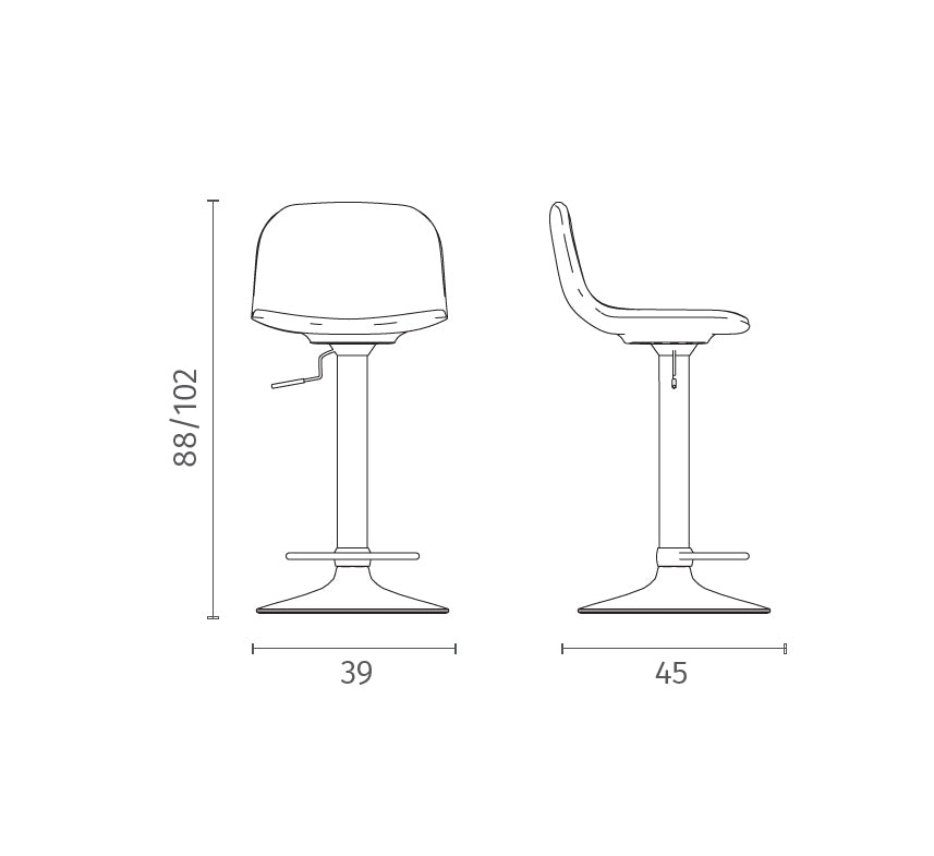 Teo - Sgabello in microfibra grigio scuro - Set da 2 pz