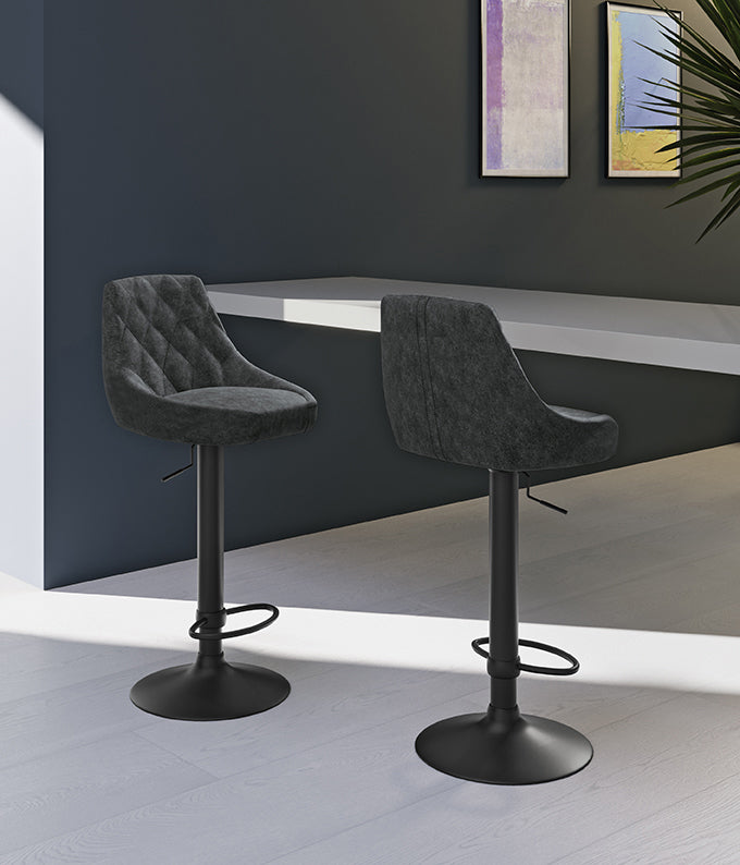 Max - Sgabello in microfibra effetto velluto grigio scuro - Set da 2 pz