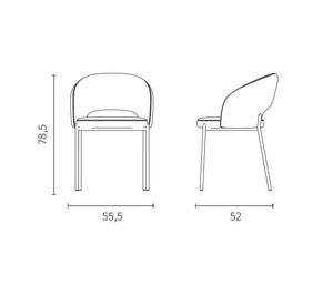 Greta - Sedia in tessuto giallo 2 pz