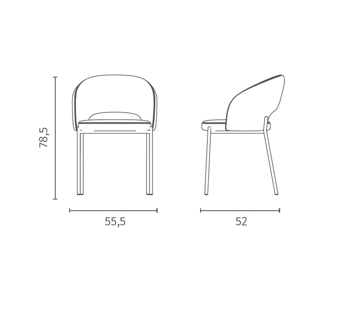 Greta - Sedia in tessuto arancione 2 pz