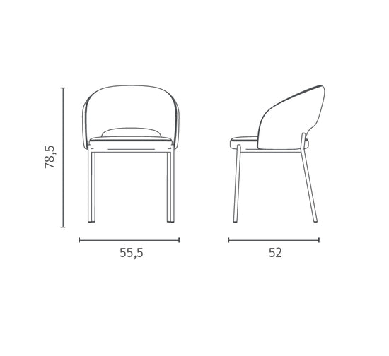 Greta - Sedia in tessuto grigio 2 pz