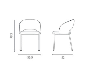 Greta - Sedia in tessuto grigio 2 pz