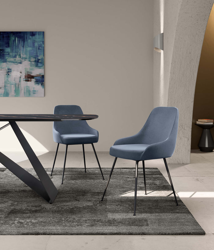 Nandy - Sedia in microfibra nera effetto velluto 1 pz