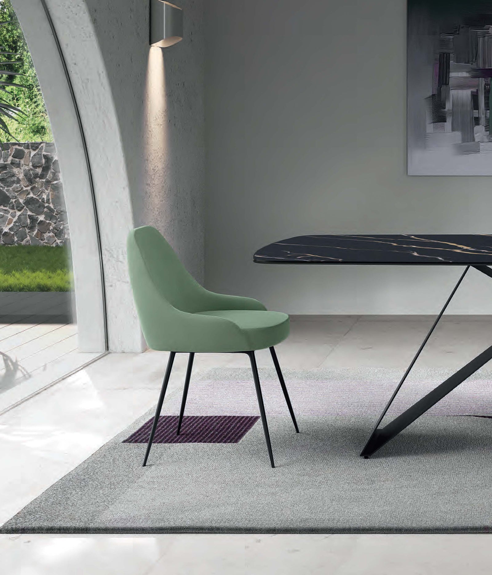 Nandy - Sedia in microfibra effetto velluto blu 1 pz