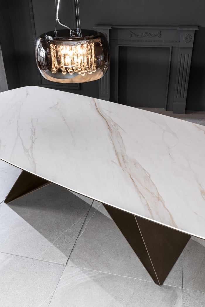 Tavolo Fisso 220x110x76 cm in Ceramica Thanos Marmo Calacatta Opaco