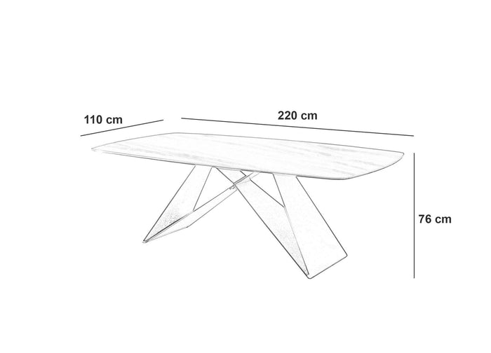 Tavolo Fisso 220x110x76 cm in Ceramica Thanos Marmo Calacatta Opaco
