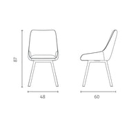 Fox - Sedia in microfibra grigia 4 pz
