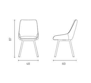 Fox - Sedia in microfibra grigia 4 pz