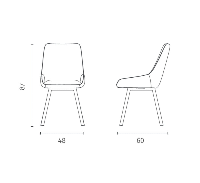 Fox - Sedia in microfibra grigia 4 pz