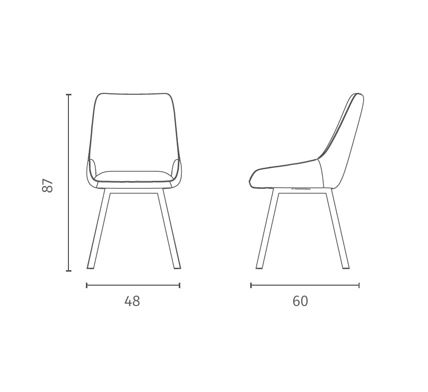 Fox - Sedia in microfibra grigia 4 pz