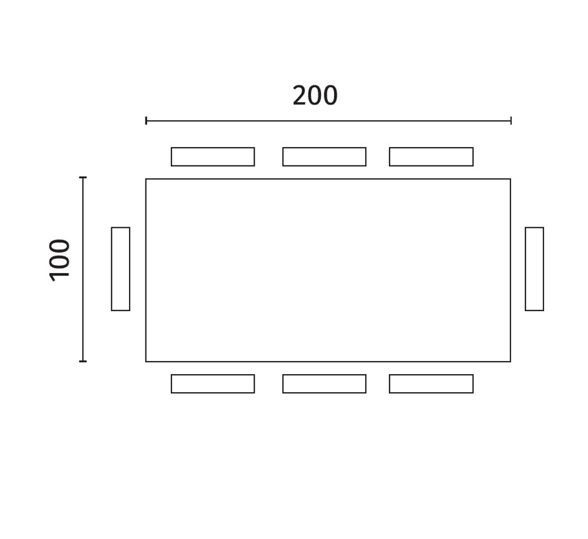 Stark - Tavolo fisso (200 x 100 cm) in impiallacciato nero