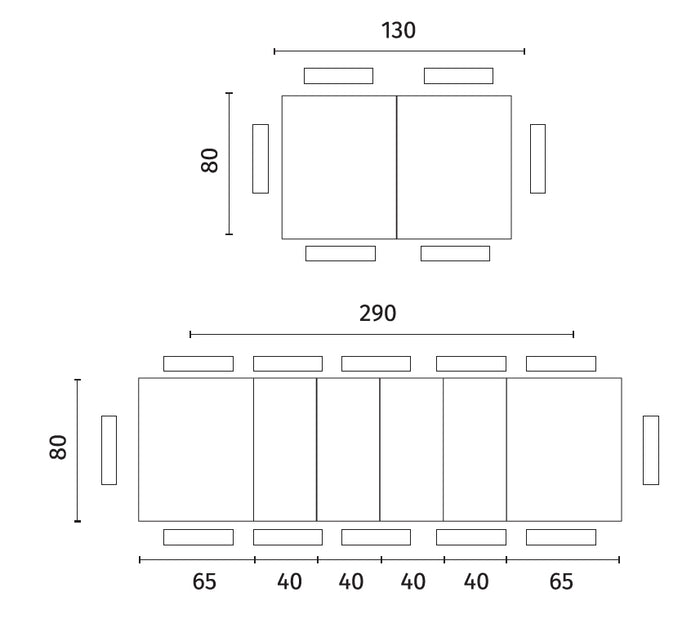 Big - Tavolo allungabile (130/290 x 80 cm) in Melaminico Nero
