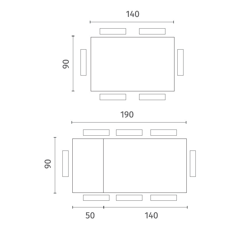 Pulse - Tavolo allungabile (140/190 x 90 cm) in Melaminico Bianco