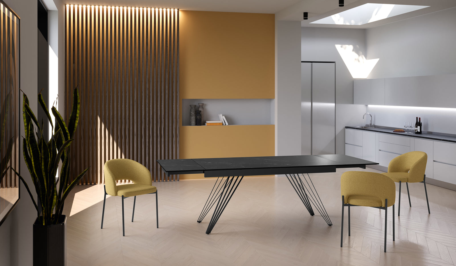 Match 1 - Tavolo allungabile (160/240 x 90 cm) in Ceramica Nera