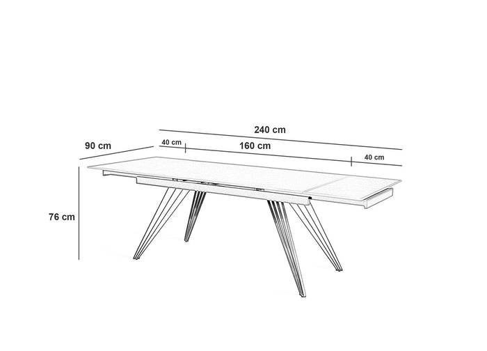 Match 1 - Tavolo allungabile (160/240 x 90 cm) in Ceramica Nera