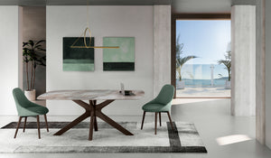 Gemini - Tavolo fisso (180 x 90 x 76 cm) in ceramica noce