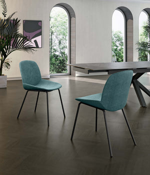 Eva - Sedia in tessuto blu 4 pz